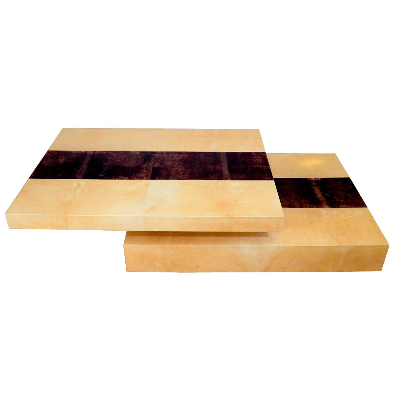 An Aldo Tura  Striped Lacquered Parchment Sliding Coffee Table.