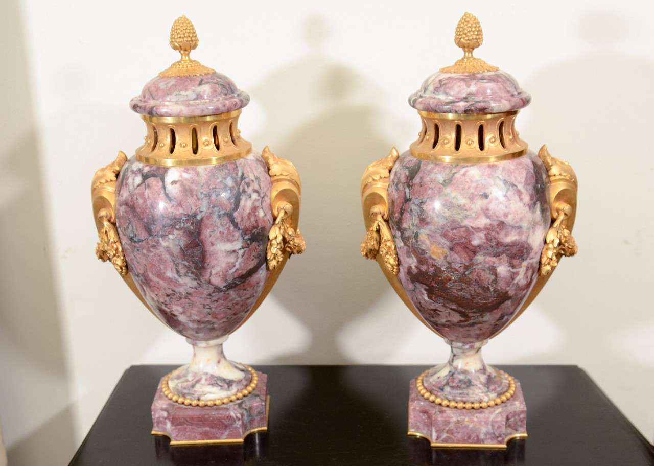 Pair of French Bronze Mounted Urns