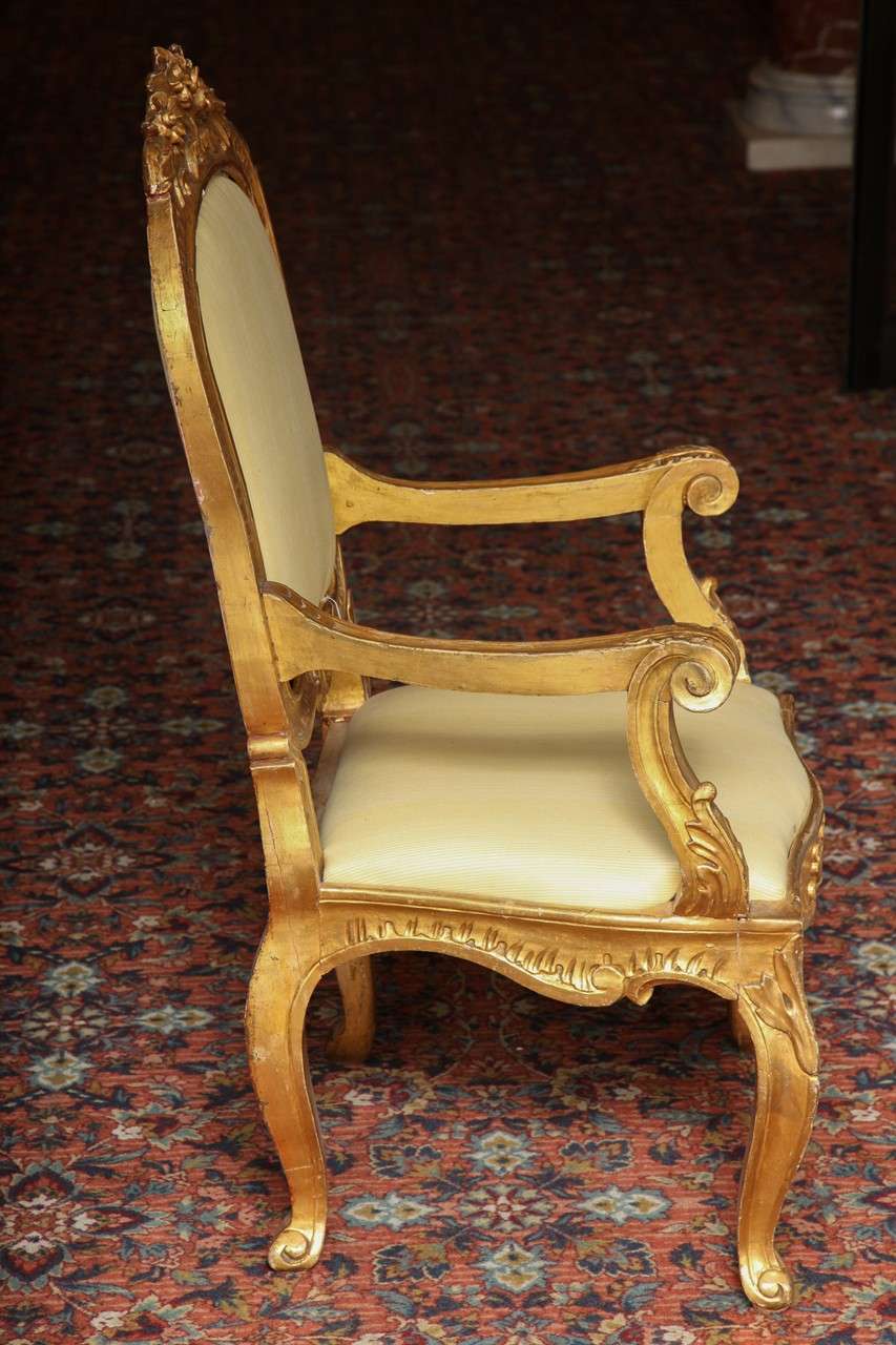 Giltwood Pair of 19 century  Italian gilt wood armchairs 