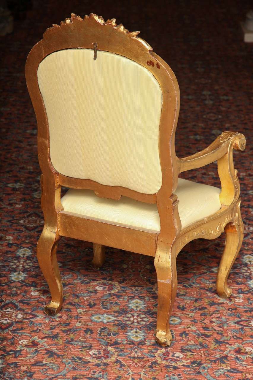 Pair of 19 century  Italian gilt wood armchairs  1