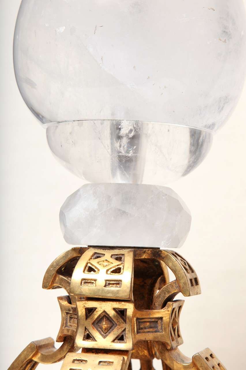 Ormolu Pair of Bronze and Rock Crystal Lamps
