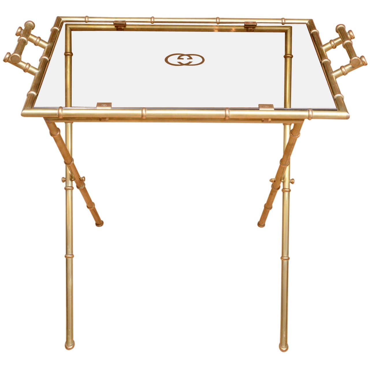 Brass faux bamboo side table by Gucci