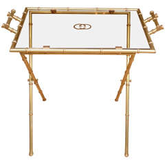 Brass faux bamboo side table by Gucci