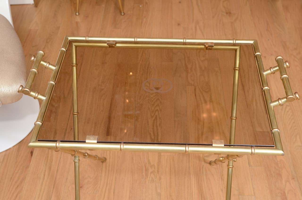 Mid-Century Modern Brass faux bamboo side table by Gucci