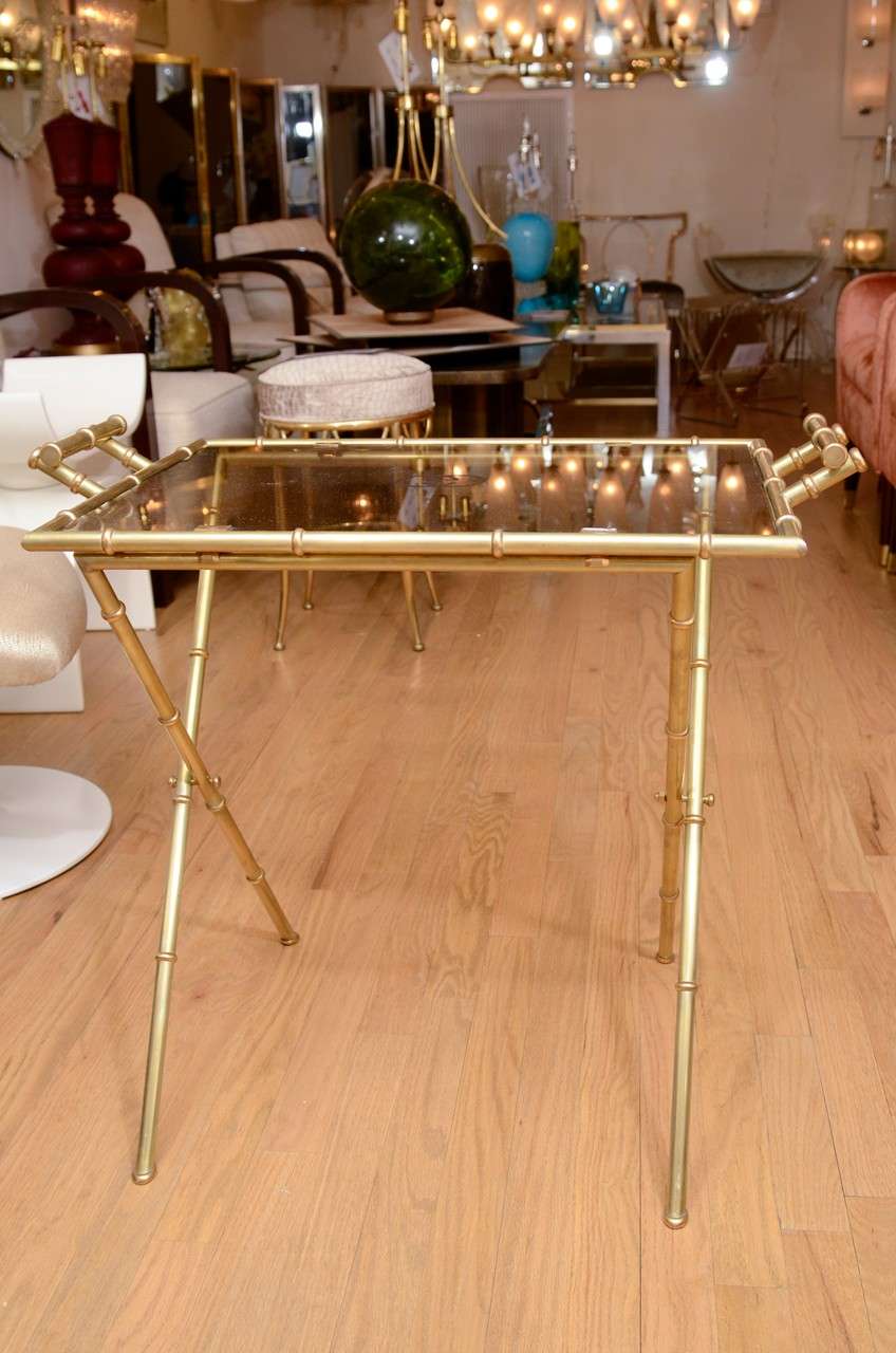 Mid-20th Century Brass faux bamboo side table by Gucci