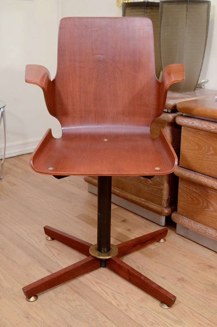 Single bentwood and metal desk chair at 1stdibs