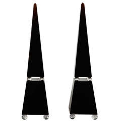 Pair of Obelisks in Murano Glass Signed R. Dona