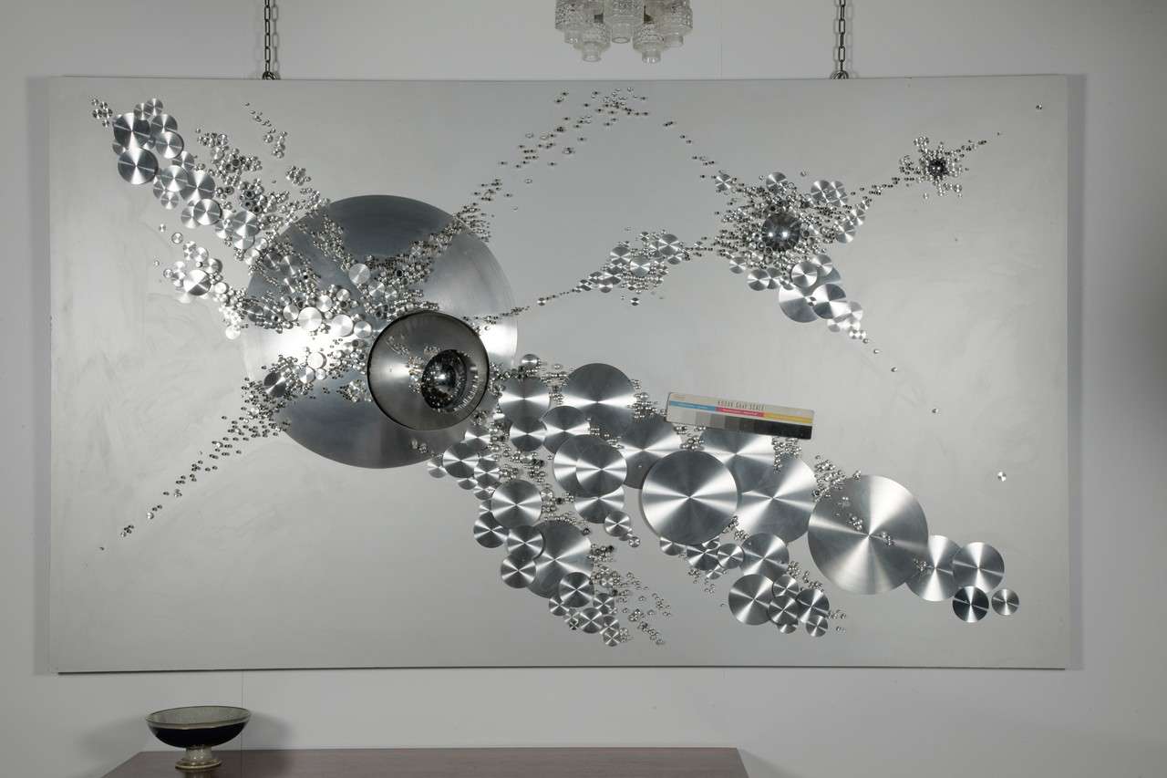 1970s, unique wall-mounted sculpture made of Inox.