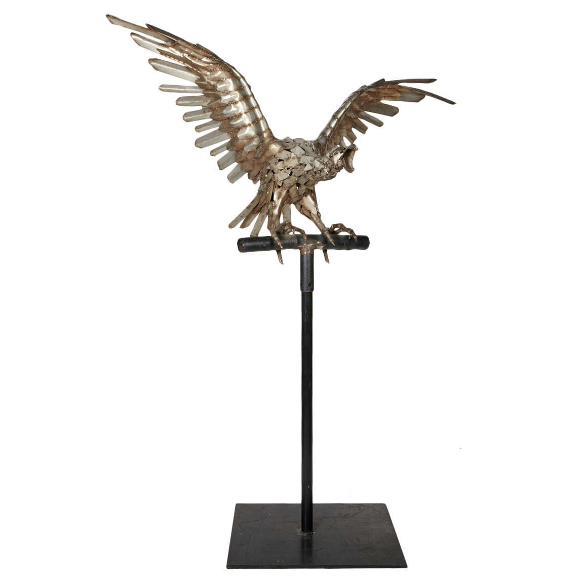 Very Unusual Sculpture of Eagle Made of Metal, by Veikko Haukkavaara For Sale