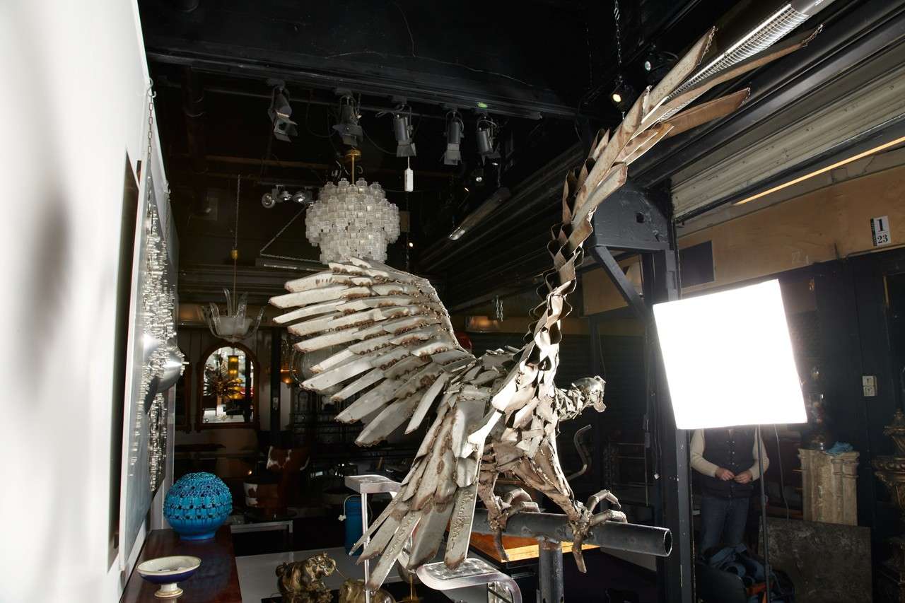 Very Unusual Sculpture of Eagle Made of Metal, by Veikko Haukkavaara For Sale 2