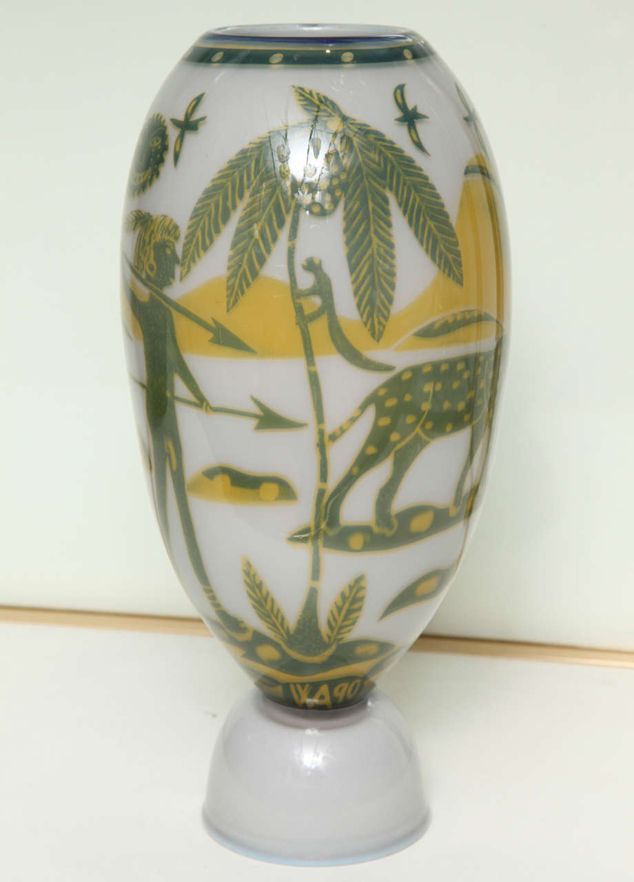 Swedish Studio Glass Vase by Wilke Adolfsson In Good Condition For Sale In Bridgewater, CT