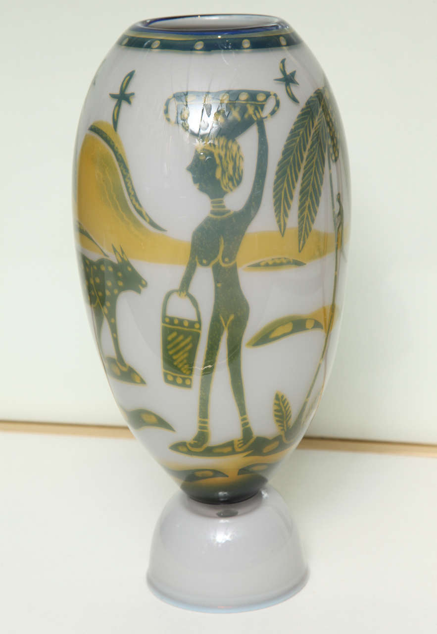 XX secolo Vaso in vetro da studio svedese di Wilke Adolfsson in vendita