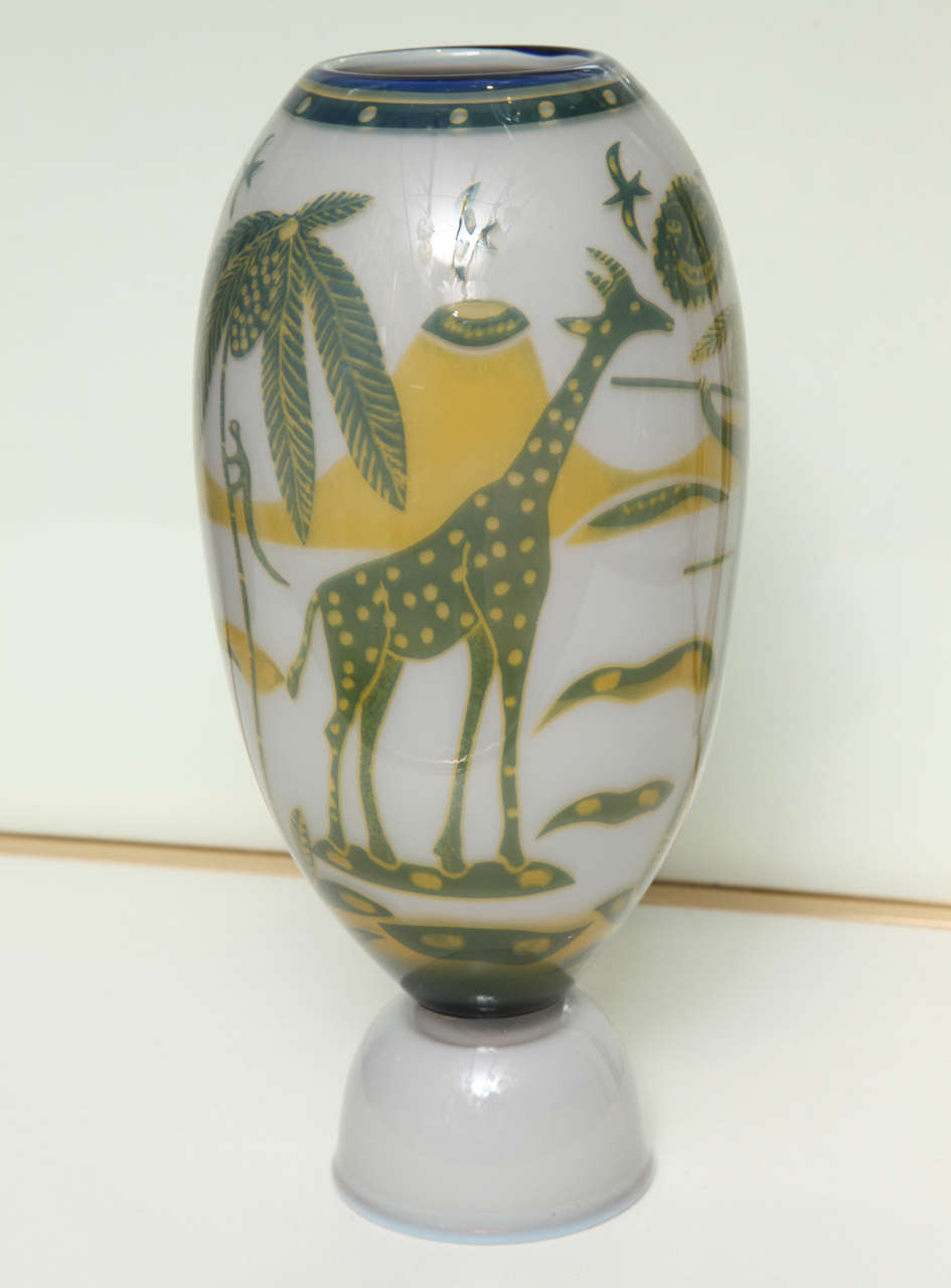 Vaso in vetro da studio svedese di Wilke Adolfsson in vendita 1