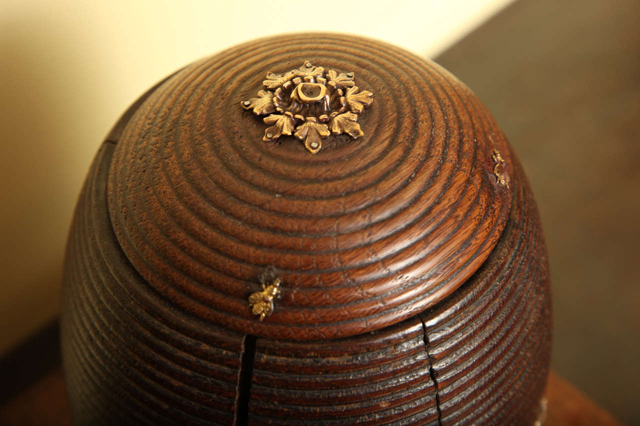 Antique Victorian Carved Oak Beehive Cigar Holder, c.1870 1