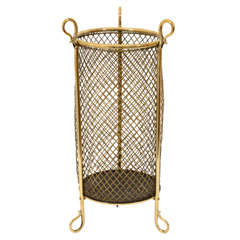 Antique Brass and Wire Mesh Waste Bin, England, Late 19th Century