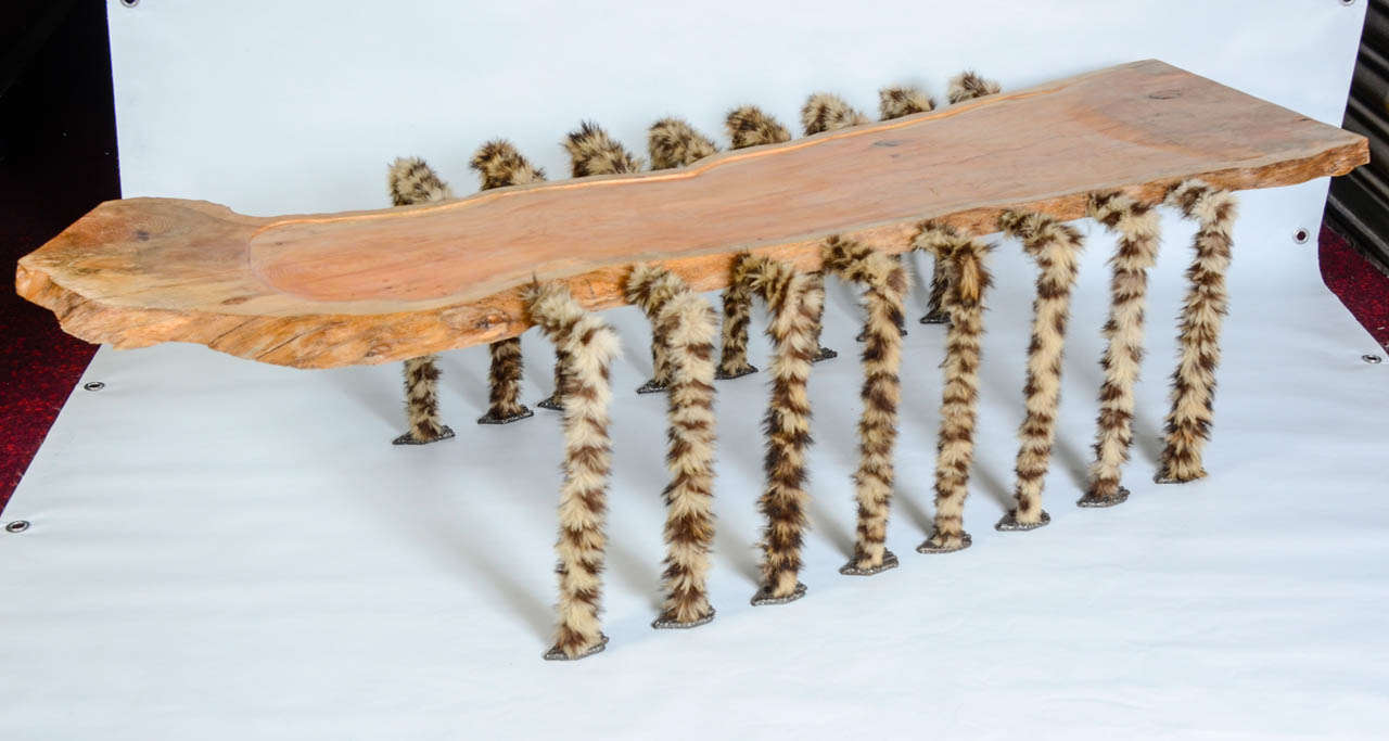 20th Century French Bench Wooden Hiking Iron Clad