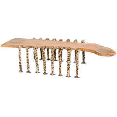 20th Century French Bench Wooden Hiking Iron Clad