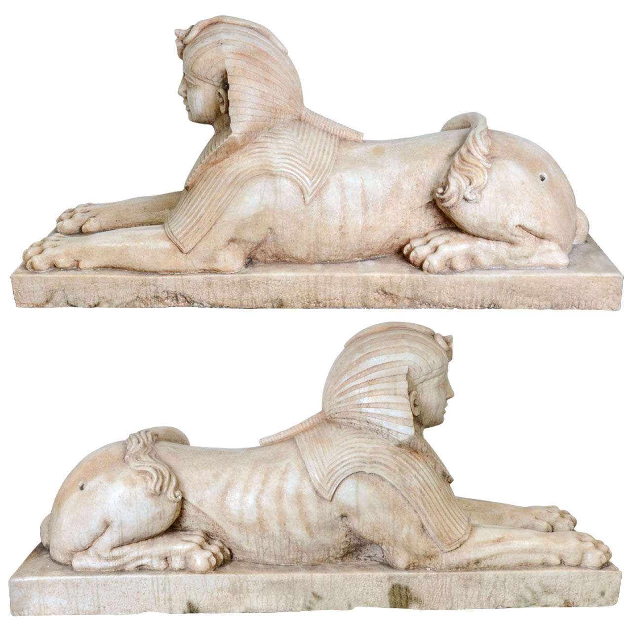 19th Century Italian Pair of Marble Sphinxes For Sale