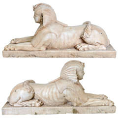 19th Century Italian Pair of Marble Sphinxes