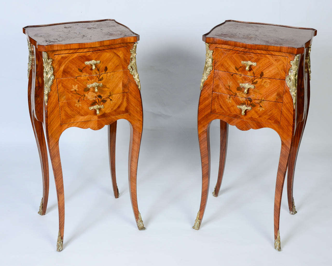 19th French Pair Of Bedside Tables In Wood Rose