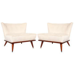 Pair of Mid Century Lounge Chairs with an Art Deco Flare