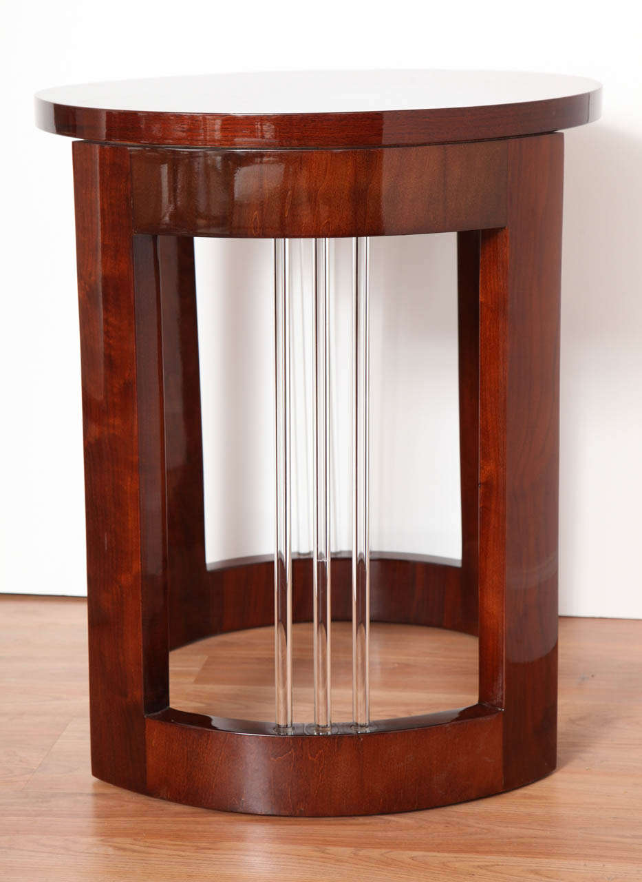 American Machine Age Art Deco Round Glass Rod Lamp Table