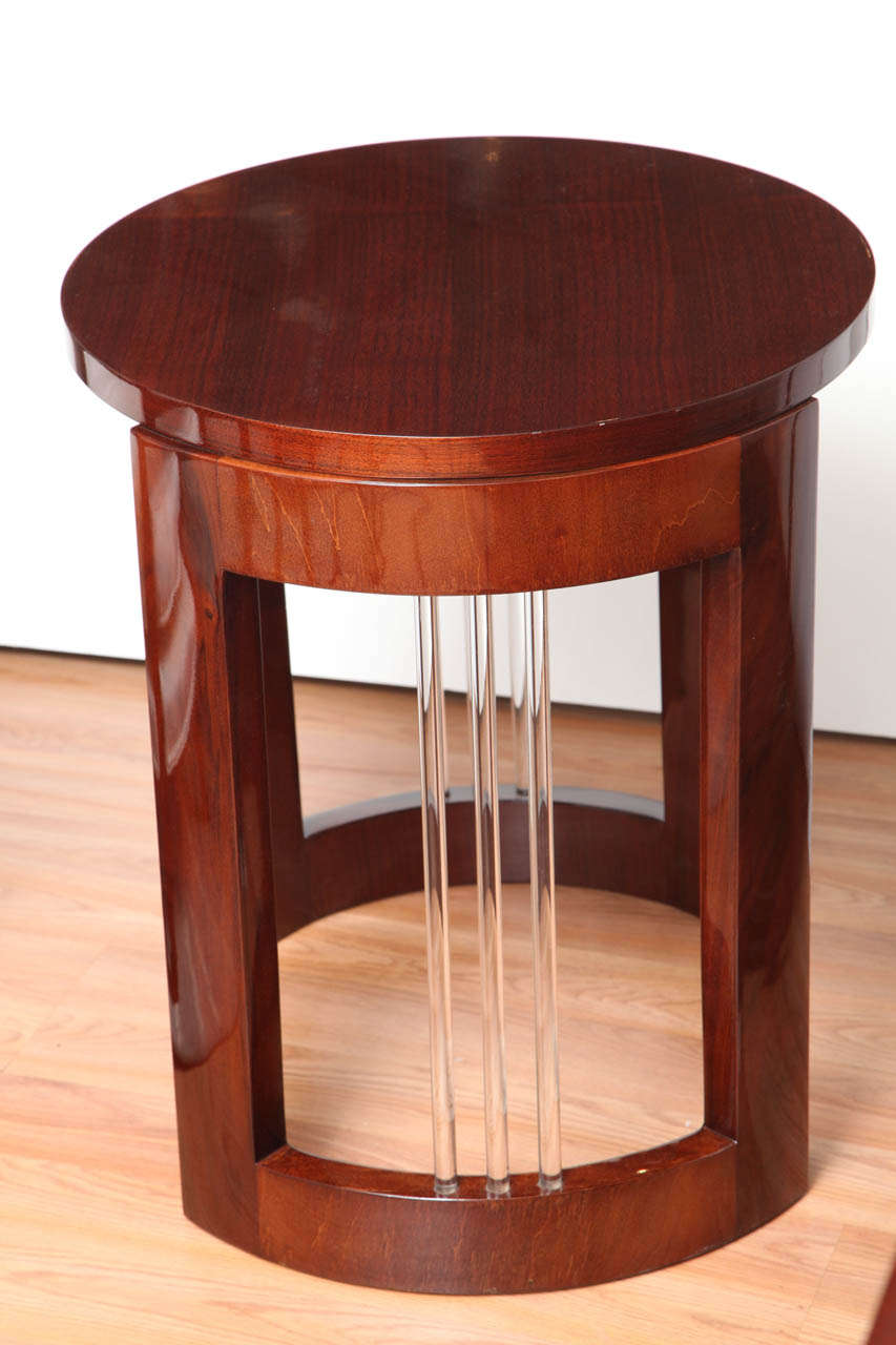 Machine Age Art Deco Round Glass Rod Lamp Table 1