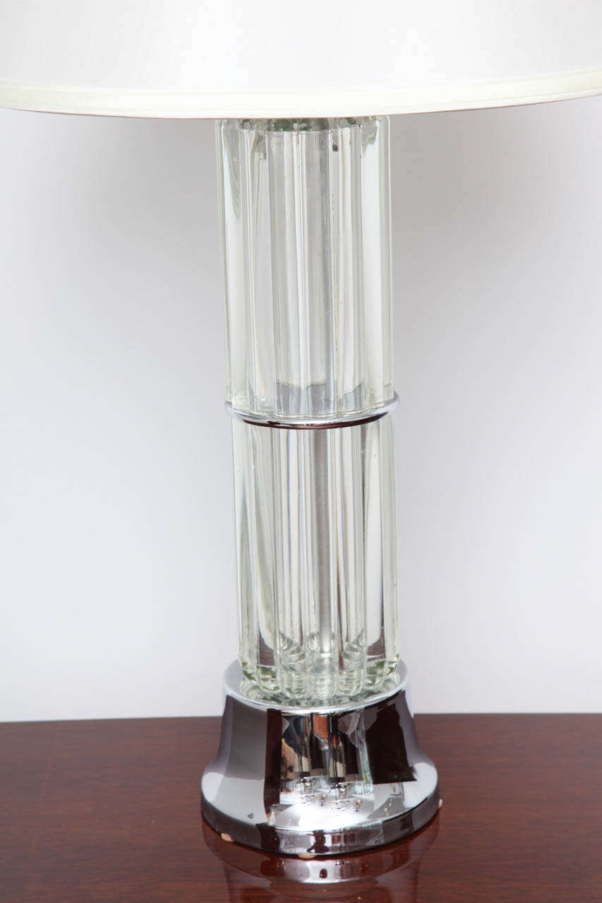 American Art Deco Tall Table Lamp with Glass Elements
