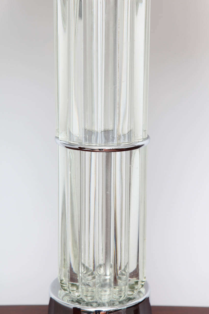 Art Deco Tall Table Lamp with Glass Elements In Excellent Condition In Pompano Beach, FL