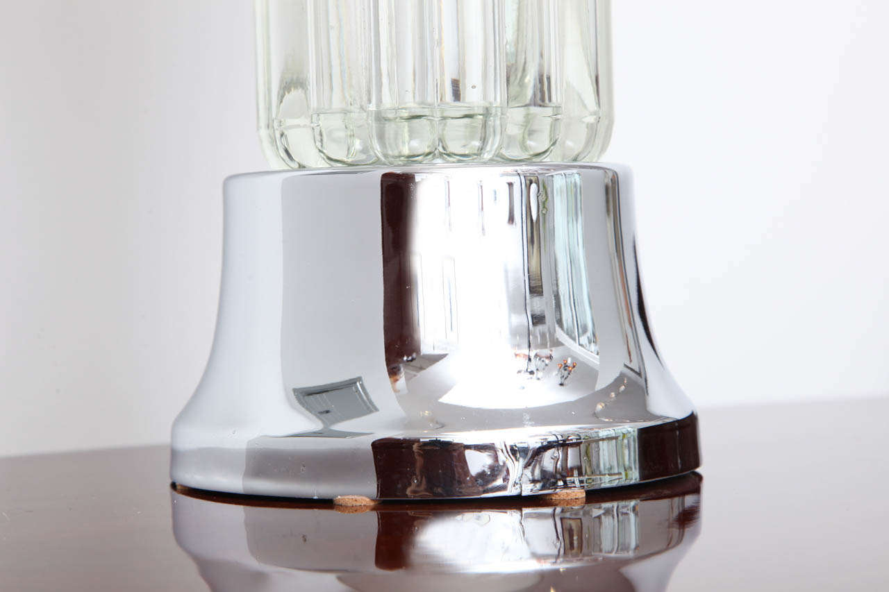Mid-20th Century Art Deco Tall Table Lamp with Glass Elements