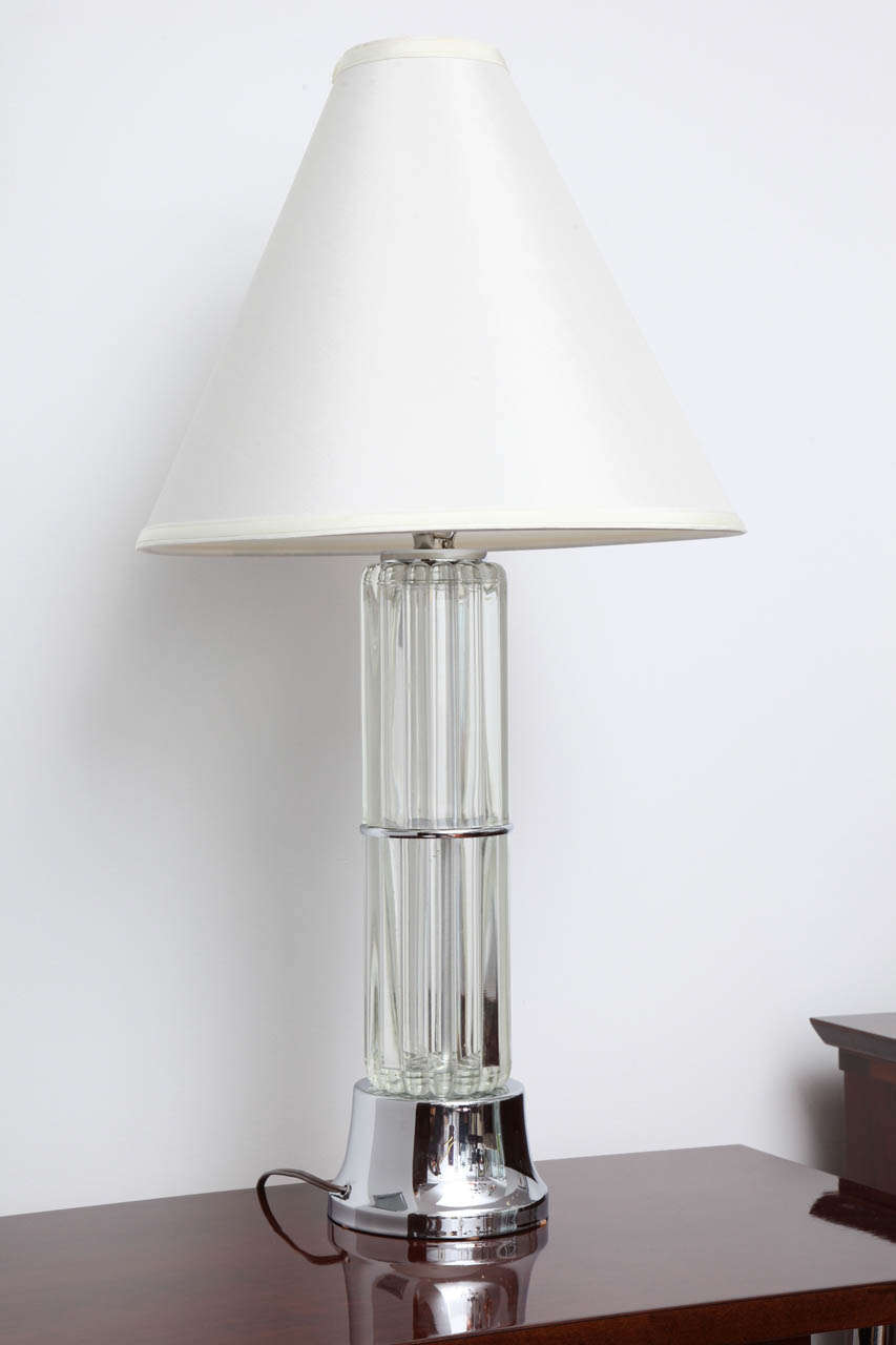 Art Deco Tall Table Lamp with Glass Elements 1