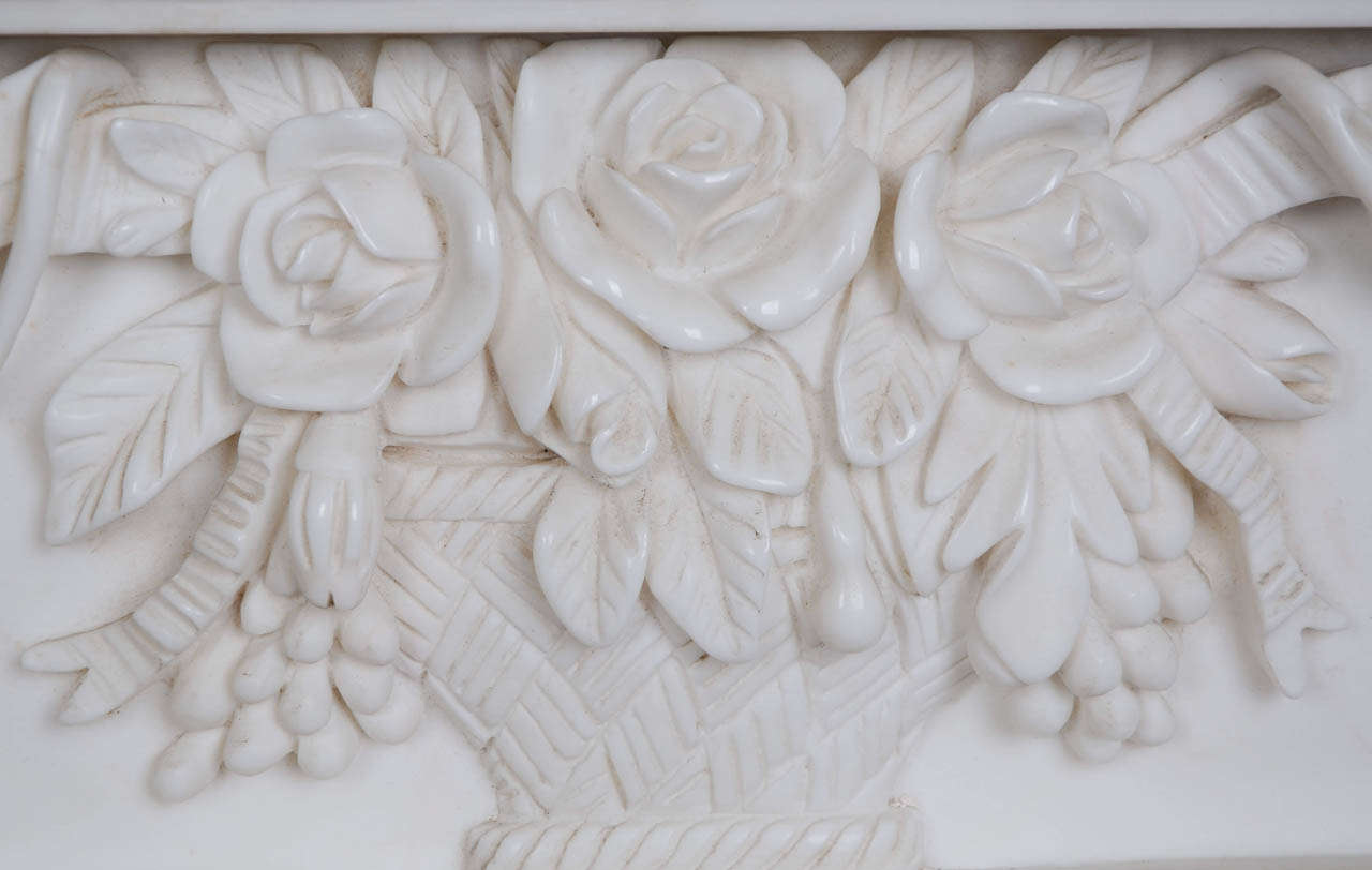 Reclaimed Ornate Carved Greek Revival Statuary Marble Surround In Fair Condition In London, GB