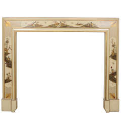 1930s Painted Chinoiserie Wooden Bolection Fire Surround