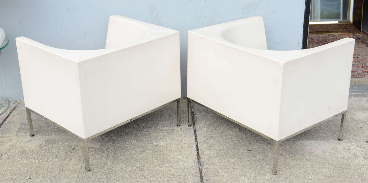 Late 20th Century 1970's Massimo Vignelli Cube Chairs with Chrome Legs