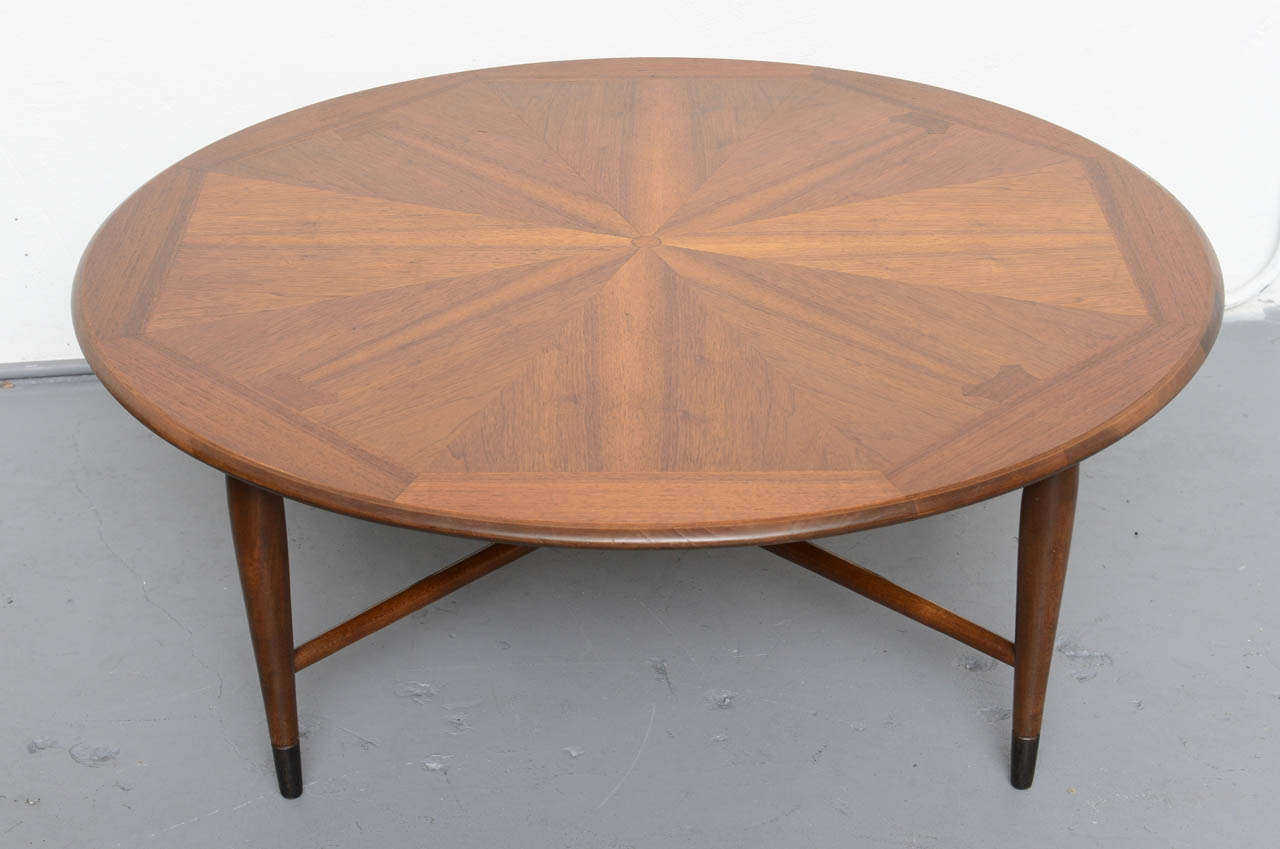 American Beautiful Inlaid Wooden Dove Tail Coffee Table by Lane 1960