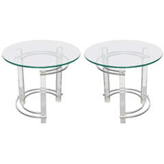 Charles Hollis Jones Chrome and Lucite End Tables 1970s