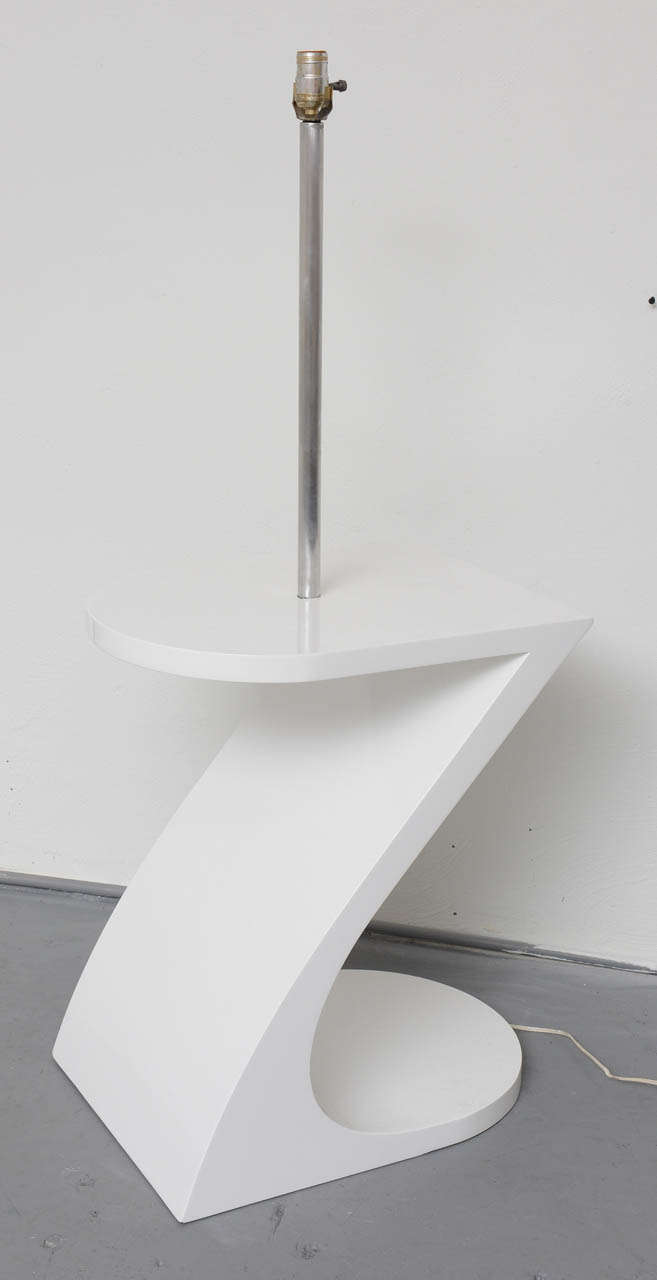 White Lacquer Floor Lamp with Tray 1970s