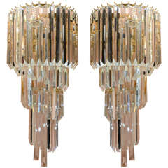 Large Pair of 1960's Murano Glass Sconces