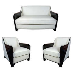 Beautiful Art Deco Living Room with One Sofa and Two Armchairs