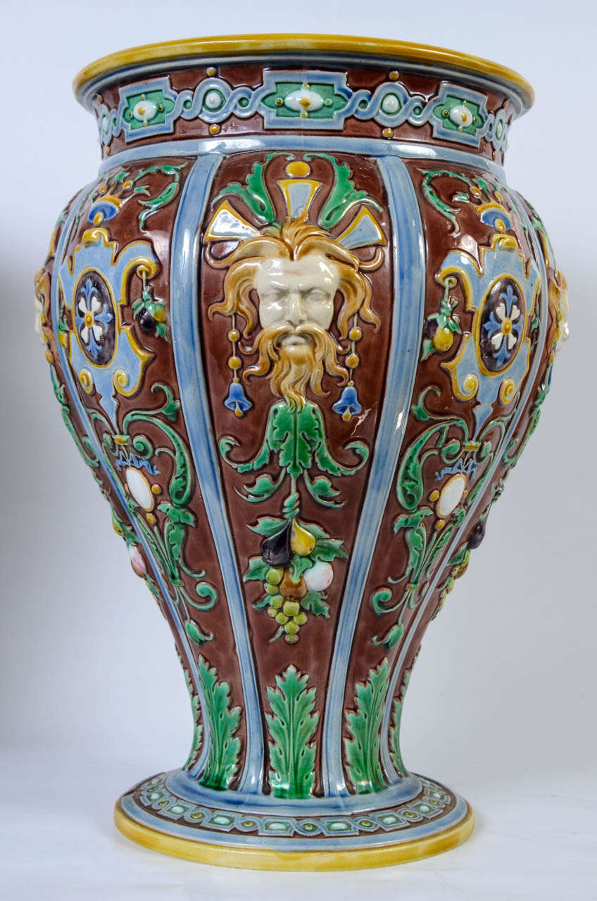 British 1885 Pair of Rare Vases Signed by Minton For Sale