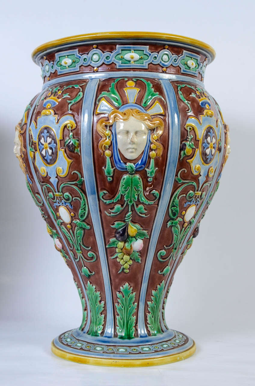 19th Century 1885 Pair of Rare Vases Signed by Minton For Sale