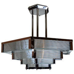 1970's Large Octogonal Modernist Chandelier