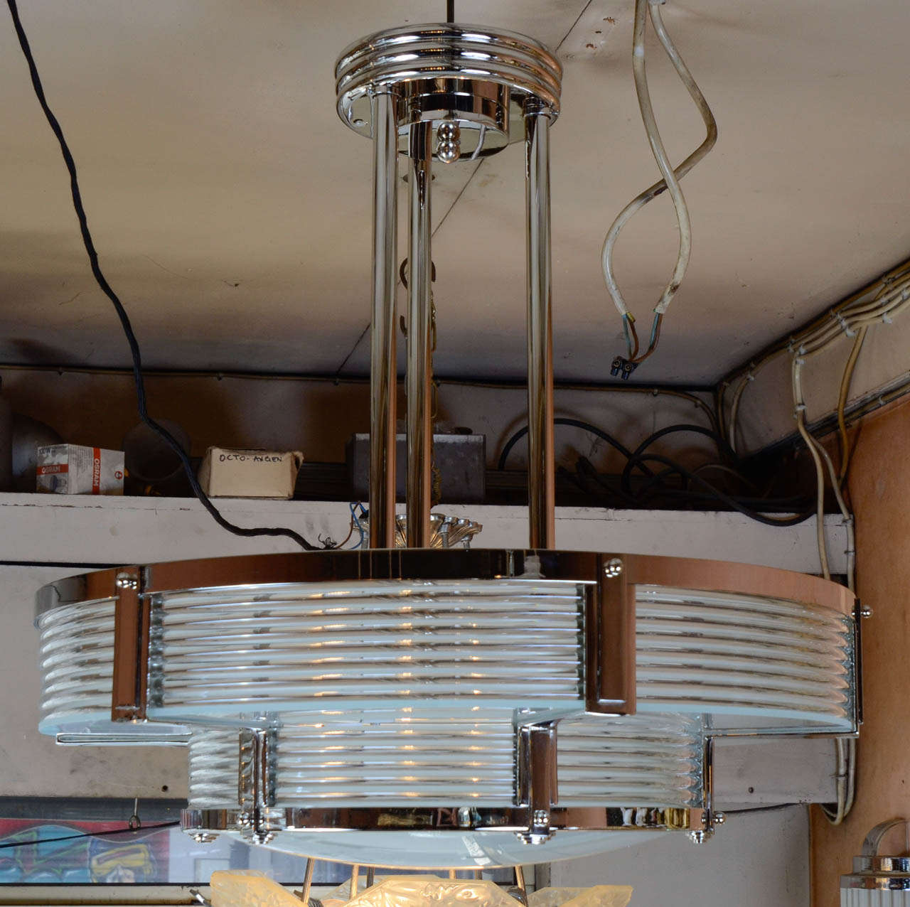 1980's Large Rpund Modernist Chandelier