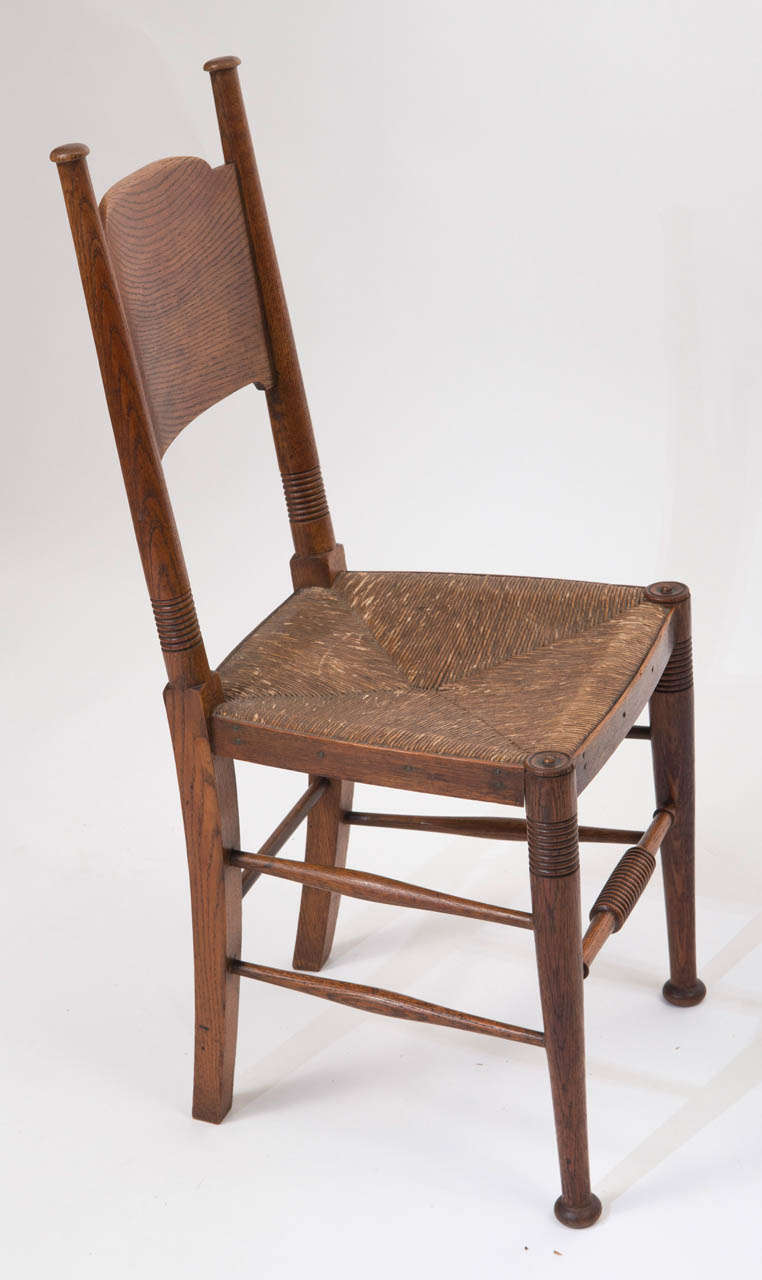 British Set of Four Arts and Crafts Elm Chairs by William Birch