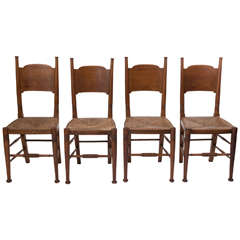 Set of Four Arts and Crafts Elm Chairs by William Birch