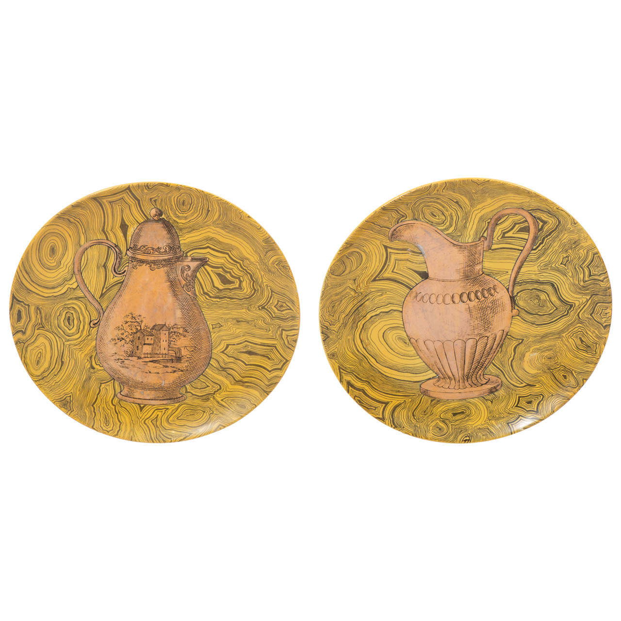 A Pair of Porcelain "Stroviglie" Plates by Piero Fornasetti
