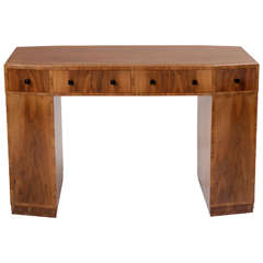 A Walnut Art Deco Pedestal Desk by Heals of London