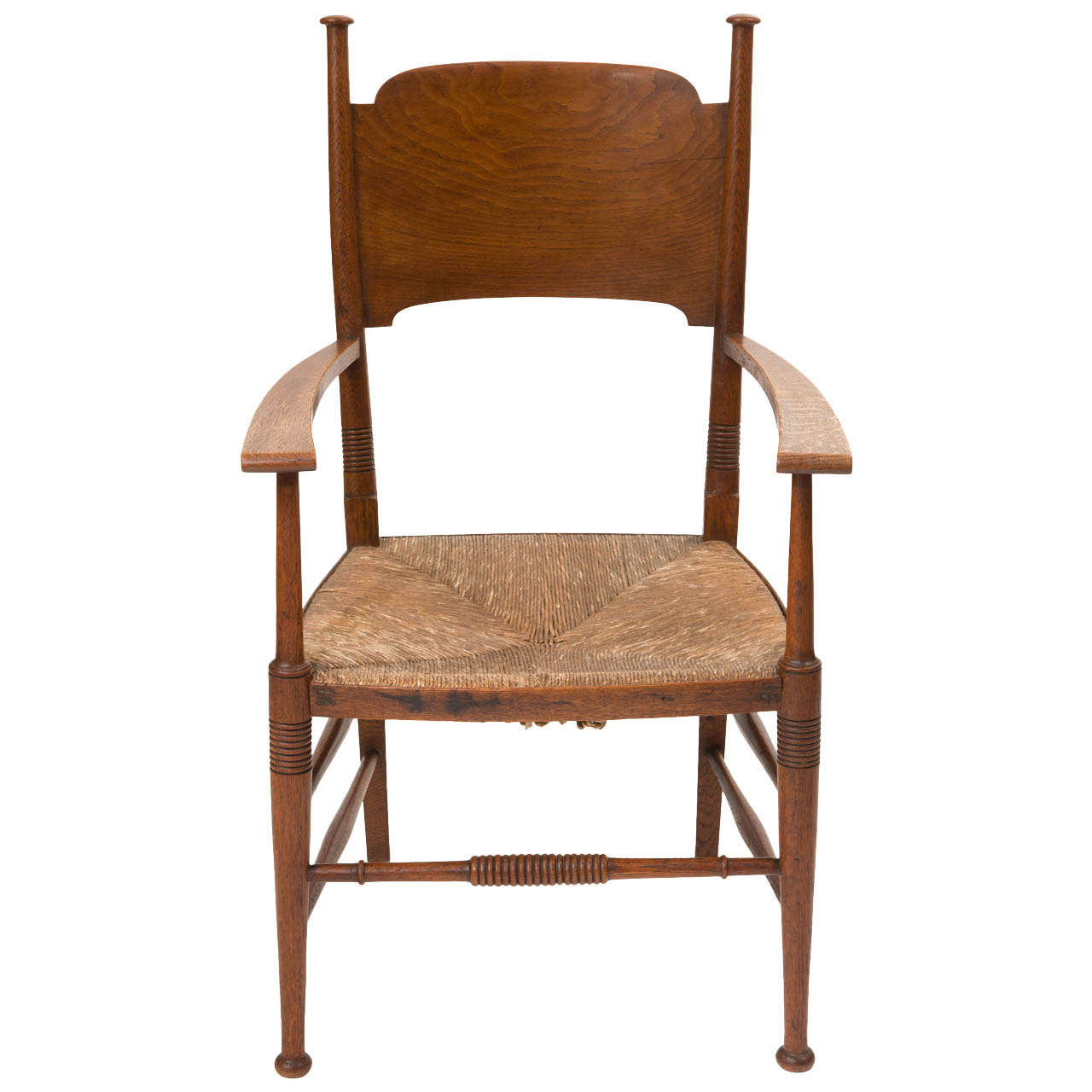 William Birch Arts and Crafts elm armchair, England circa 1890 For Sale