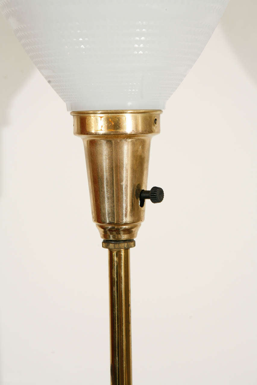 Mid-20th Century Pair of Stiffel Brass and Porcelain Lamps with Original Shades