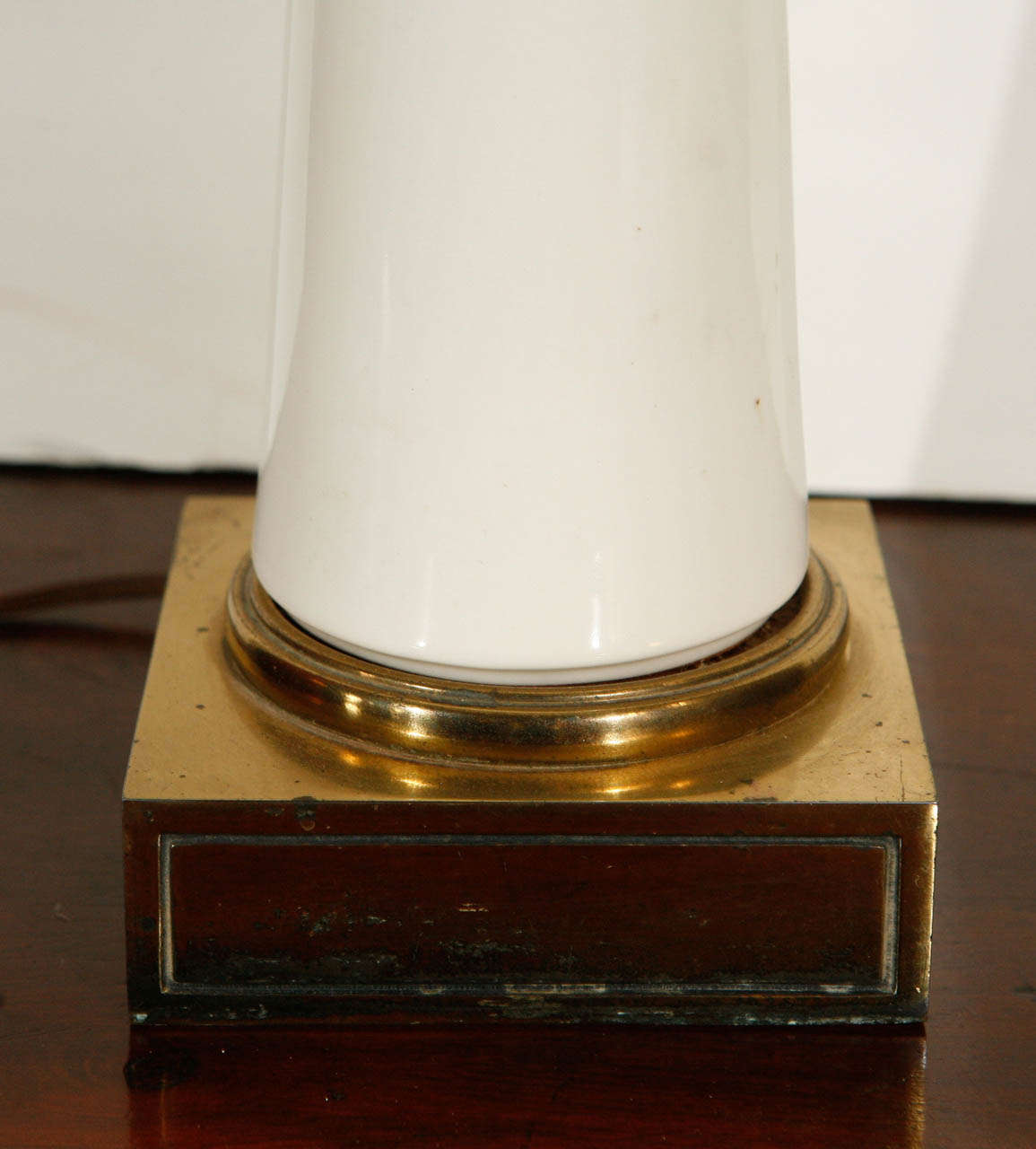 Pair of Stiffel Brass and Porcelain Lamps with Original Shades 2